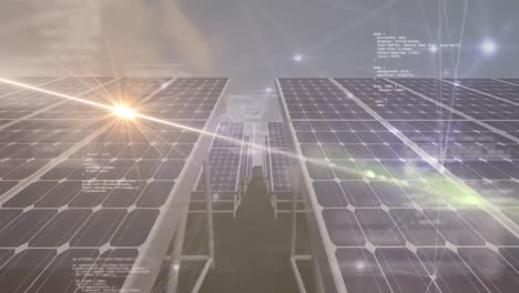 animación del procesamiento de datos en paneles solares