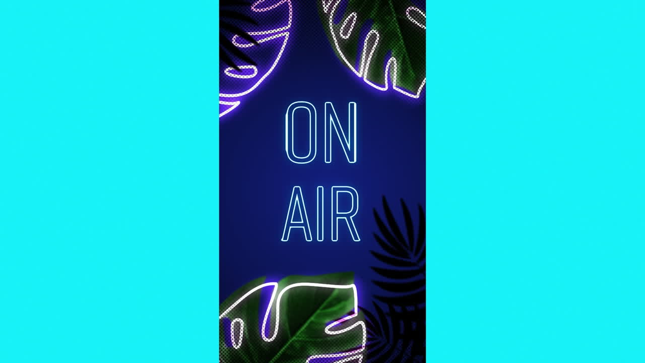 animación de texto en el aire sobre hojas de neón