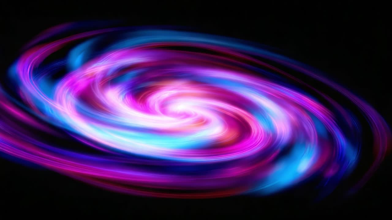 A Stunning Swirl of Colorful Light Representing a Cosmic Spiral with Vivid Shades of Pink and Blue, Capturing the Essence of a Majestic Galaxy in Motion