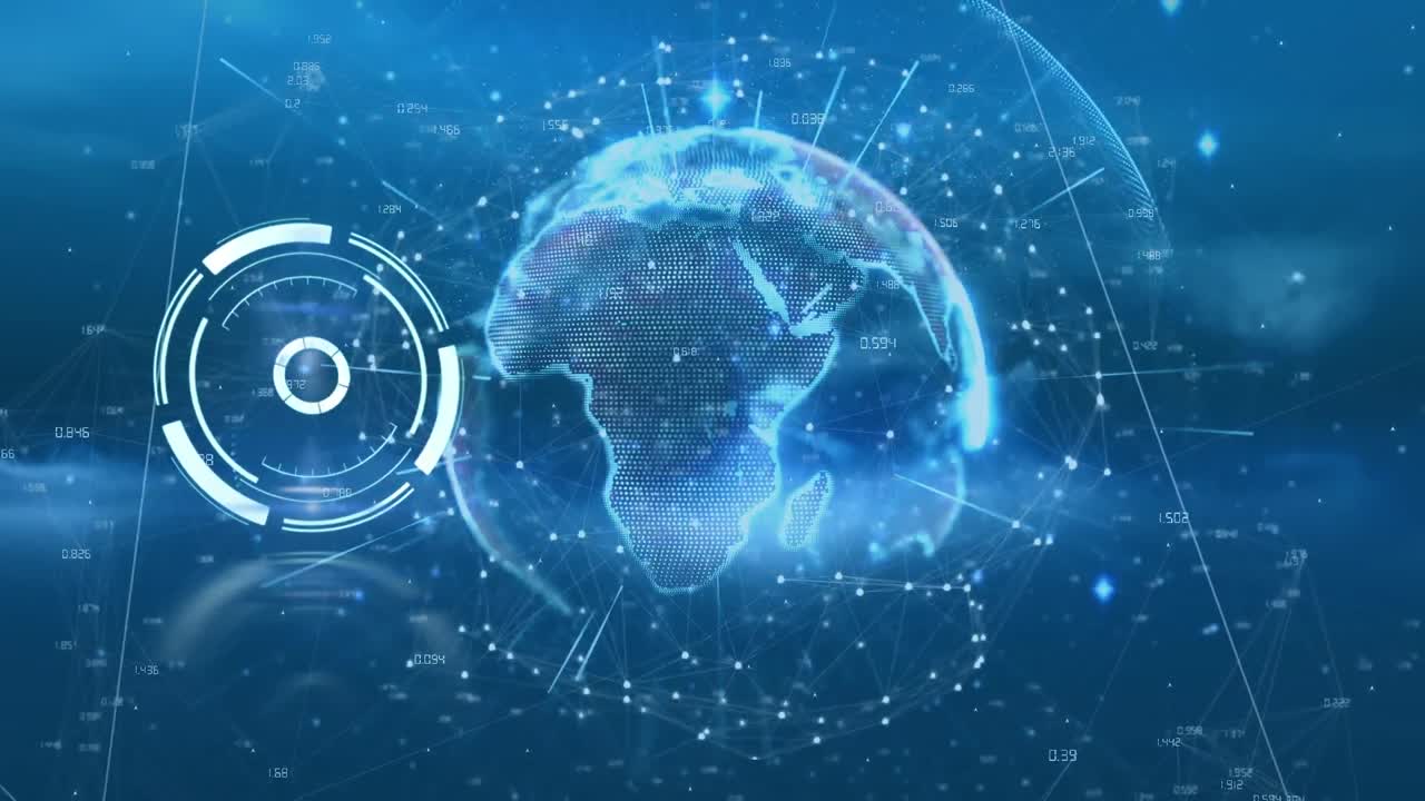 연결 네트워크와 글로브를 통해 범위 스캐닝의 애니메이션