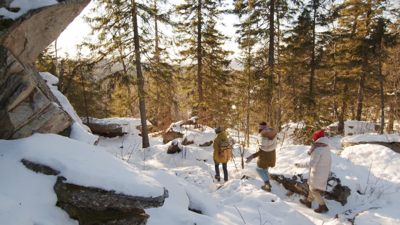 caminata de invierno en las montañas