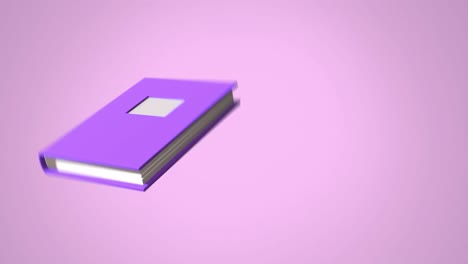 Animación-De-Un-Cuaderno-Morado-Moviéndose-Sobre-Fondo-Rosa