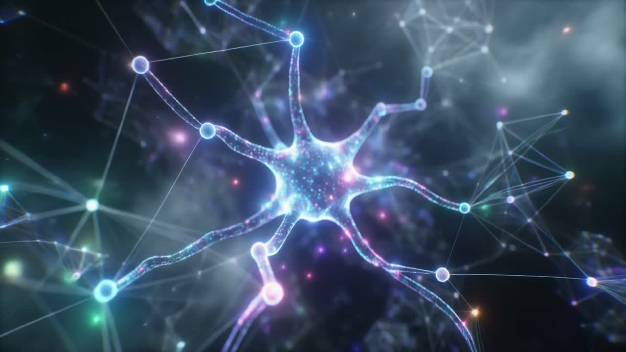 Abstract Glowing Neuron and Neural Network Connections