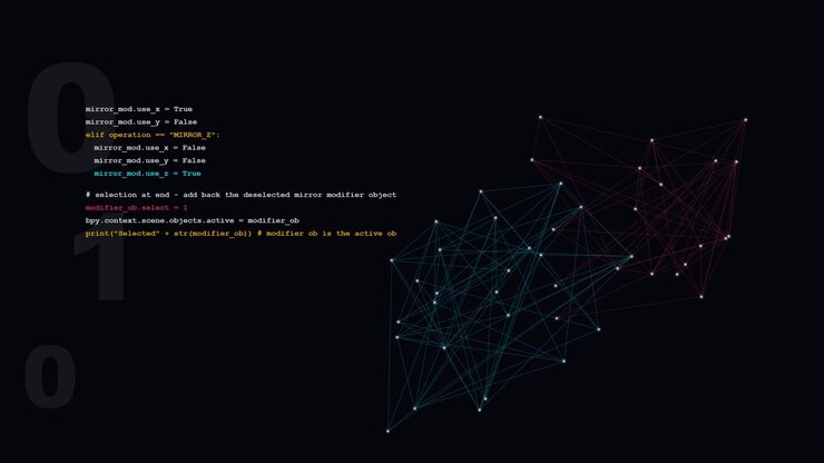 Python Code Snippet Overlaid on Abstract Digital Network Visualization