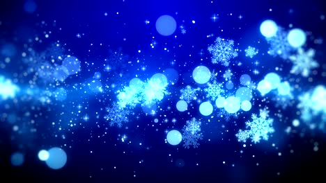 christmas motion background footage (blue theme), with the golden snowflake lights in stylish and elegant theme, looped