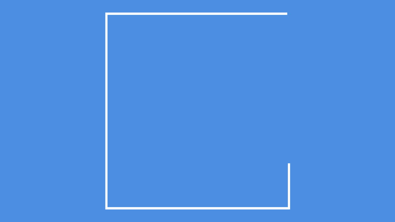 파란색 배경에 열린 직사각형을 형성하는 색 선의 애니메이션