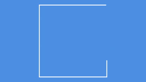 animación de líneas blancas que forman un rectángulo abierto sobre un fondo azul