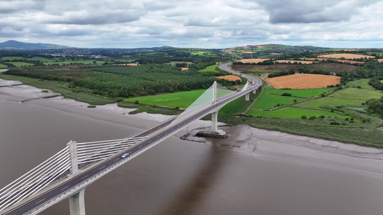 Ireland epic locations drone flyover Rose Fitzgerald Kennedy bridge impressive structure and engineering