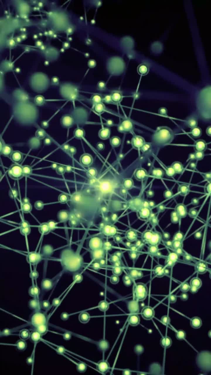 Abstract Digital Network of Glowing Green Spheres and Connections