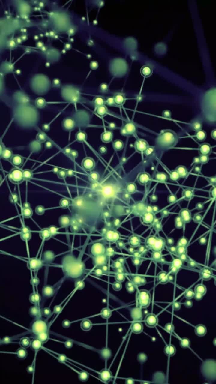 Abstract Digital Network of Glowing Green Spheres and Connections