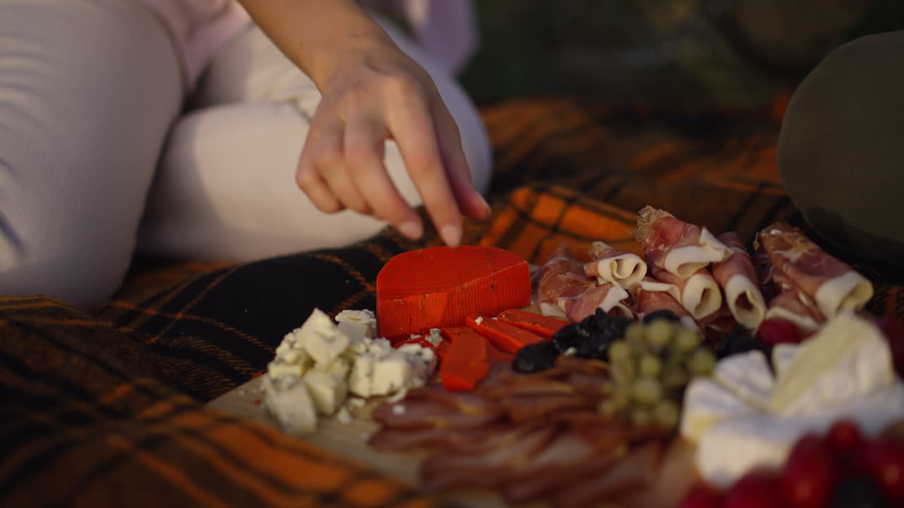 Picnic with cheese and prosciutto