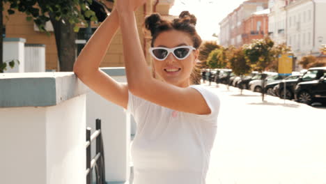 stylish young woman in urban setting