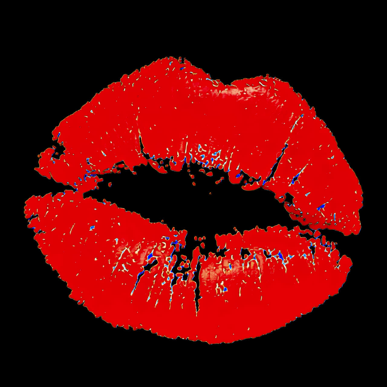 Bold red lips animation isolated asset, transparent 4K video, alpha channel, ProRes 4444