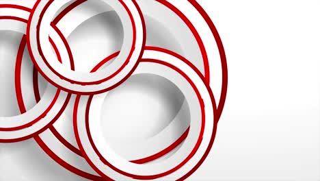 animación de video geométrica abstracta con círculos de papel gris y rojo