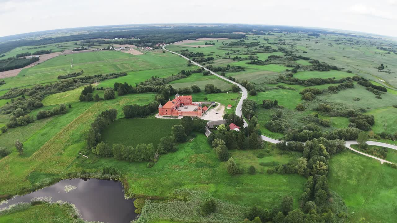 Drone circling around the royal castle in Tykocin