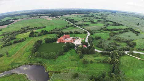 drone circling around the royal castle in tykocin