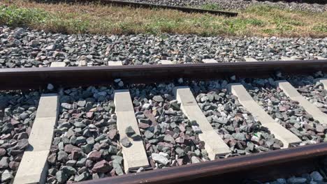 sequential view of railroad tracks and surrounding landscape