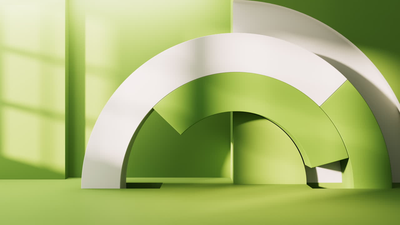 habitación vacía con formas geométricas, renderización en 3d.