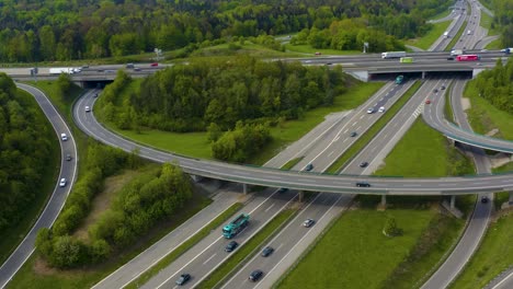 aerial view of autobahn beside stuttgart