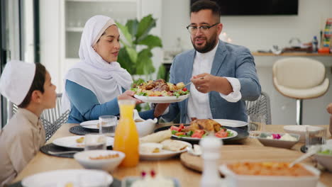 muslim family celebrating a meal