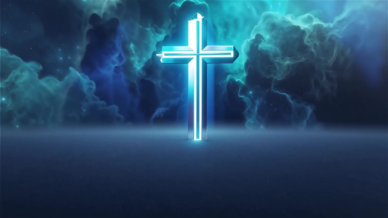 Croce Cristiana Luce Celestiale Sfondo per il Culto.