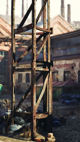 rusty metal structure in abandoned industrial factory