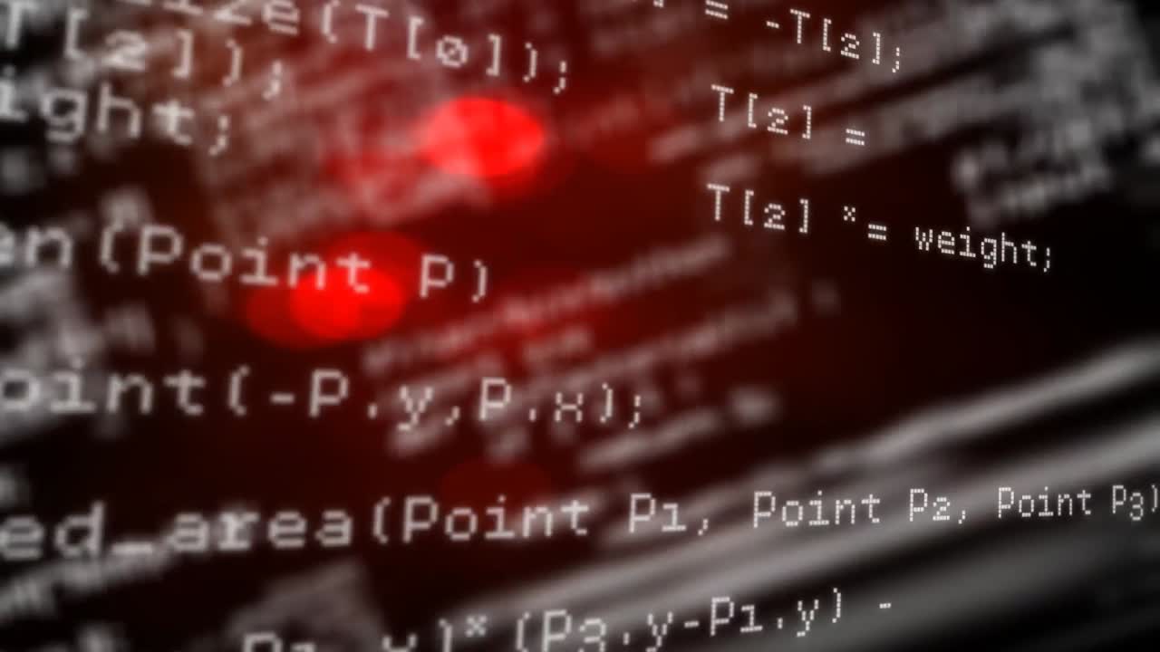 Animation of data processing over glowing red spots