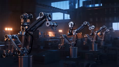 industrial robotic arms on an automated production line