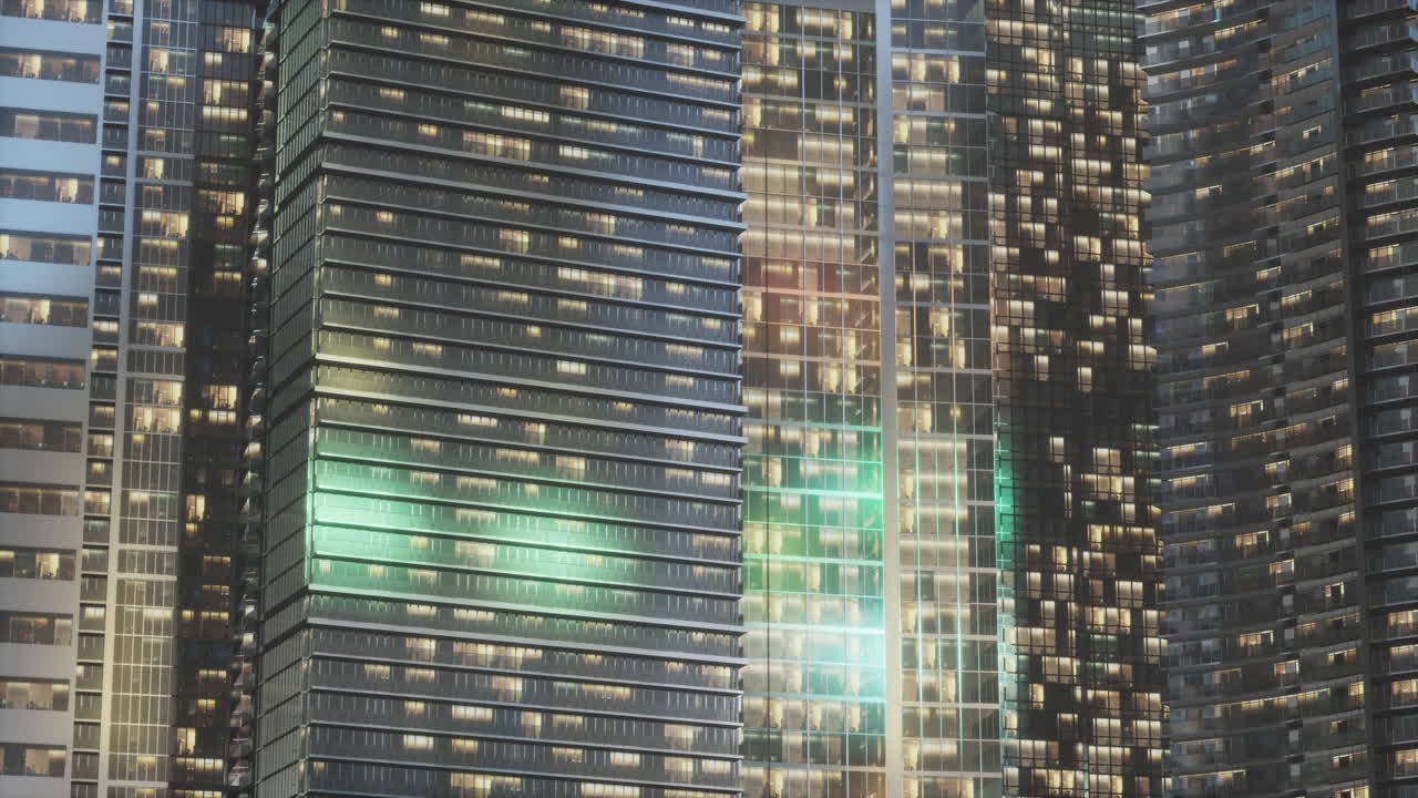 puesta de sol en los rascacielos de Manhattan