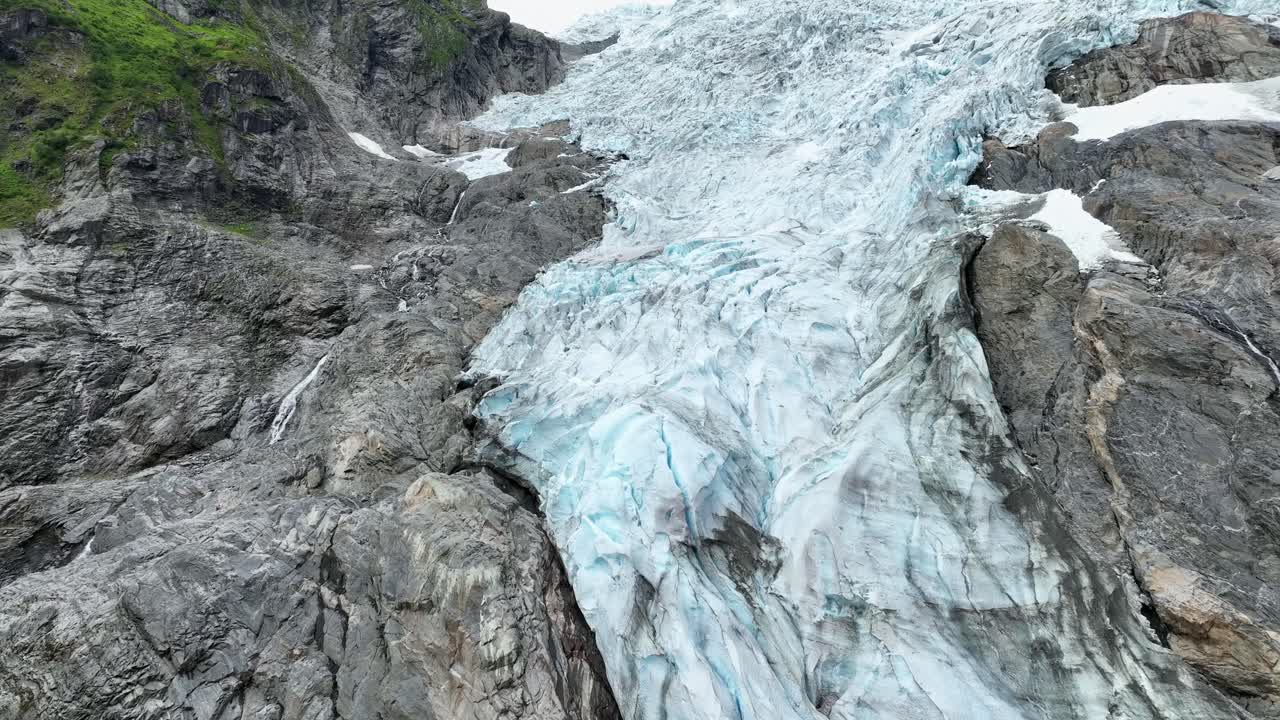 Cracks, crevasses on Boyabreen Glacier, arm off Norway's Jostedal Glacier, 60fps