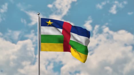 drapeau de la république centrafricaine agitant dans le ciel bleu vidéo réaliste 4k