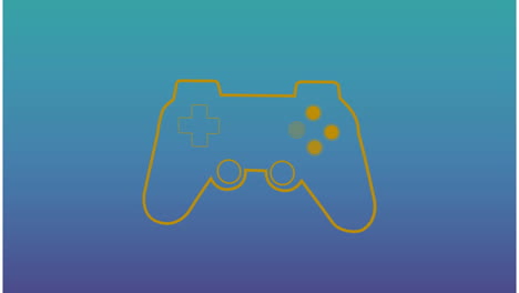 animación del icono del gamepad en fondo azul.