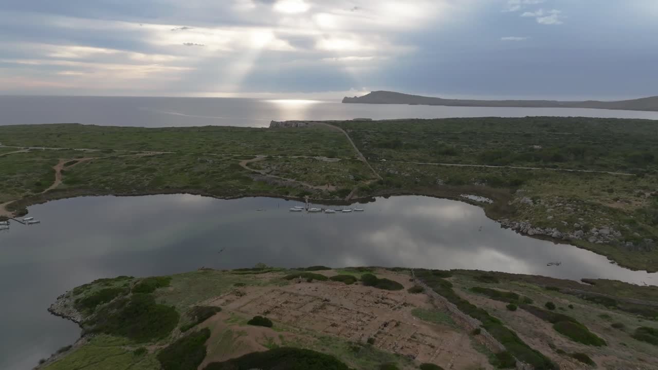 Sanisera Natural Port Menorca island Spain Mediterranean Sea coastline aerial drone