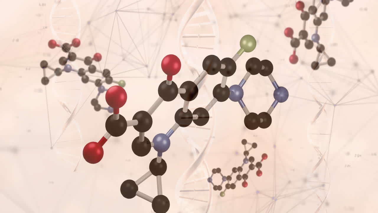 노란색 배경의 연결을 통해 과학 데이터 처리의 애니메이션