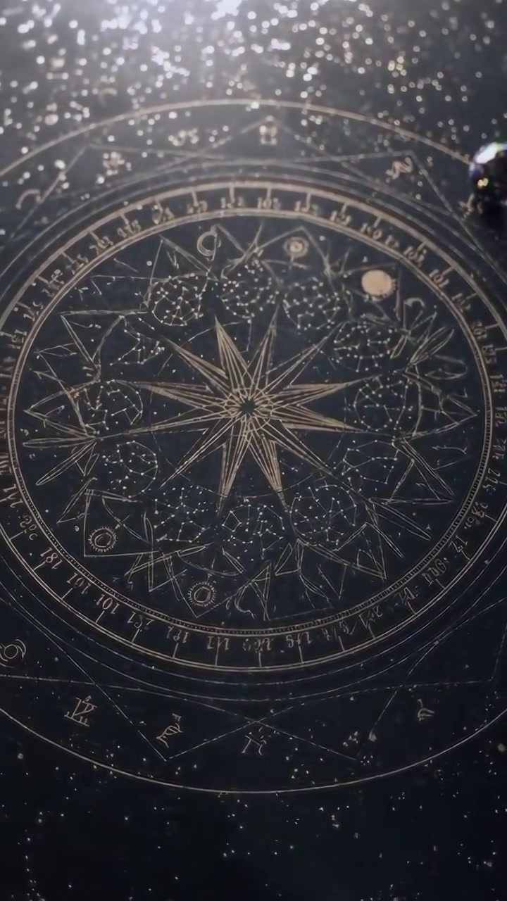 Carta astrale con sfere celesti rotanti