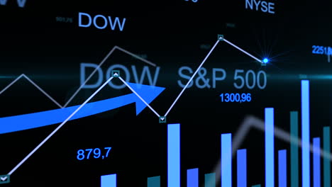 stock market investment trading. growing blue arrow on business charts.