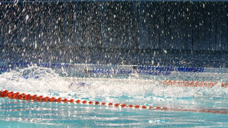 young female swimmer swimming inside pool 4k