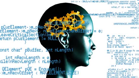 cabeza humana con engranajes como un cerebro