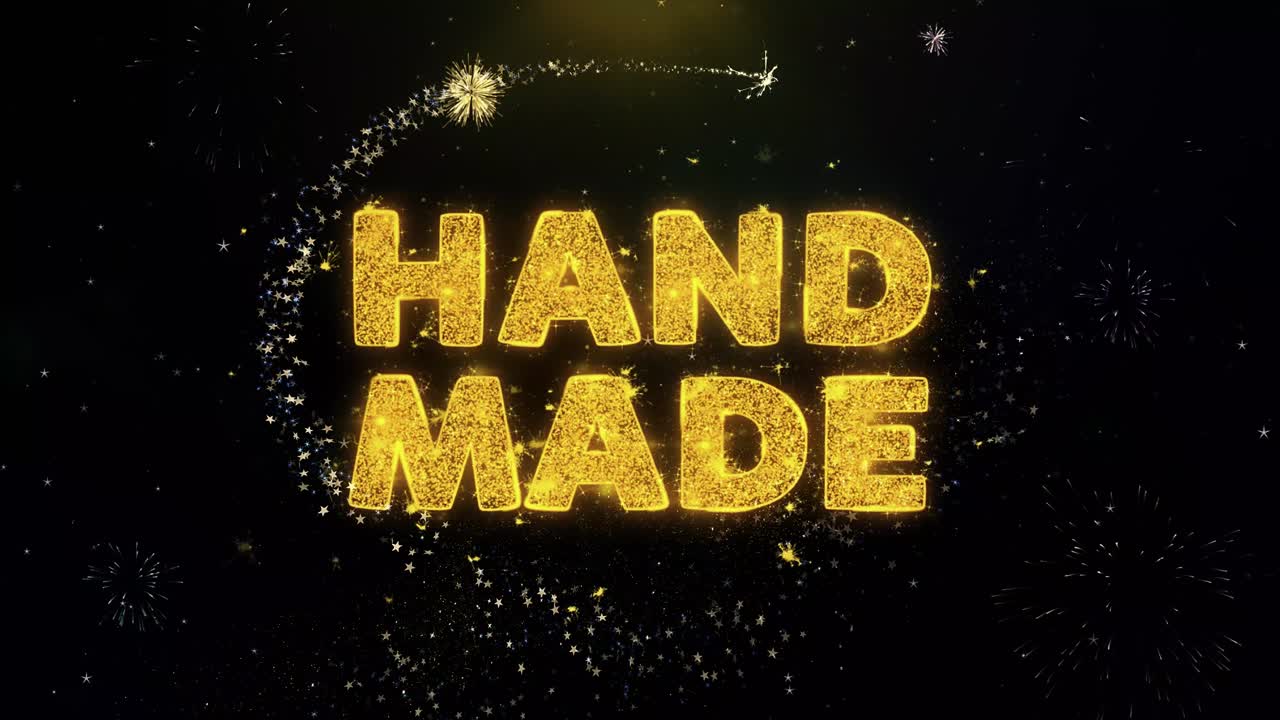 Handmade Gold Glitter Text with Fireworks