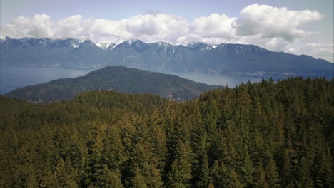 aerial view of bowen island forest and mountains