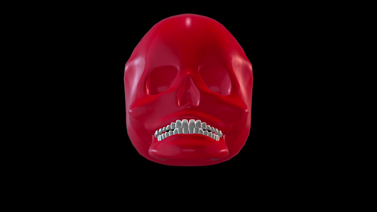 cráneo de loco en movimiento rojo