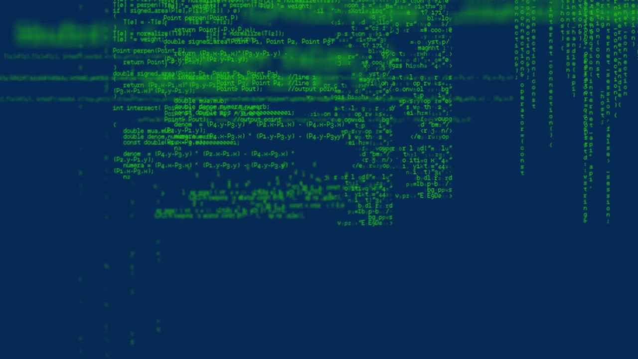 Animation of data processing on navy background