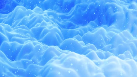 beautiful abstract 3d surface with glitter sparkles, abstract 3d waves run on surface in loop. blue gradient, soft matte material with light inner glow. smoothly 4k animation