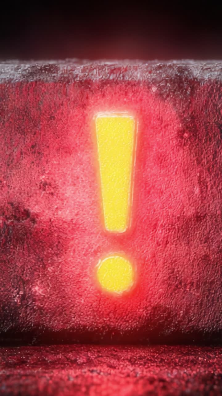 A striking visual of a vibrant yellow exclamation mark glowing against a textured red background, conveying a sense of urgency and alertness
