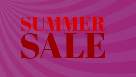 Animation-of-summer-sale-text-over-sunbeam-pattern-against-purple-background