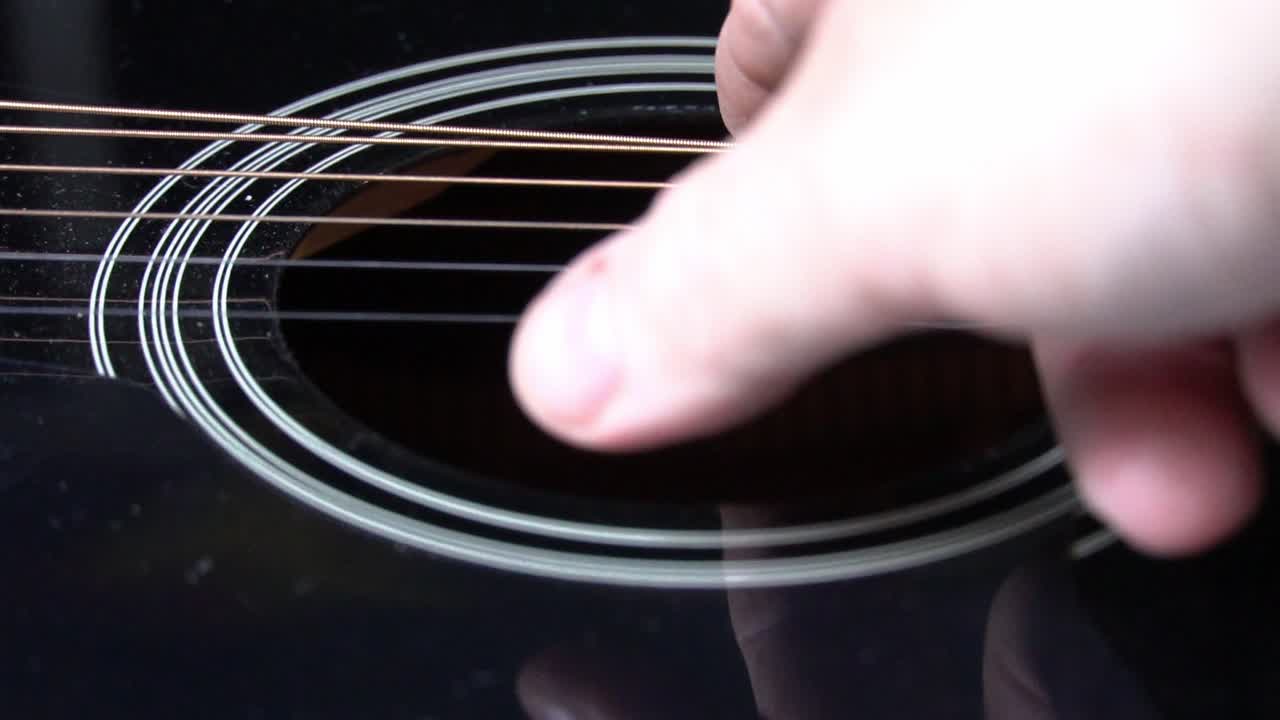 Guitar String vibrating in slow motion,  Close up