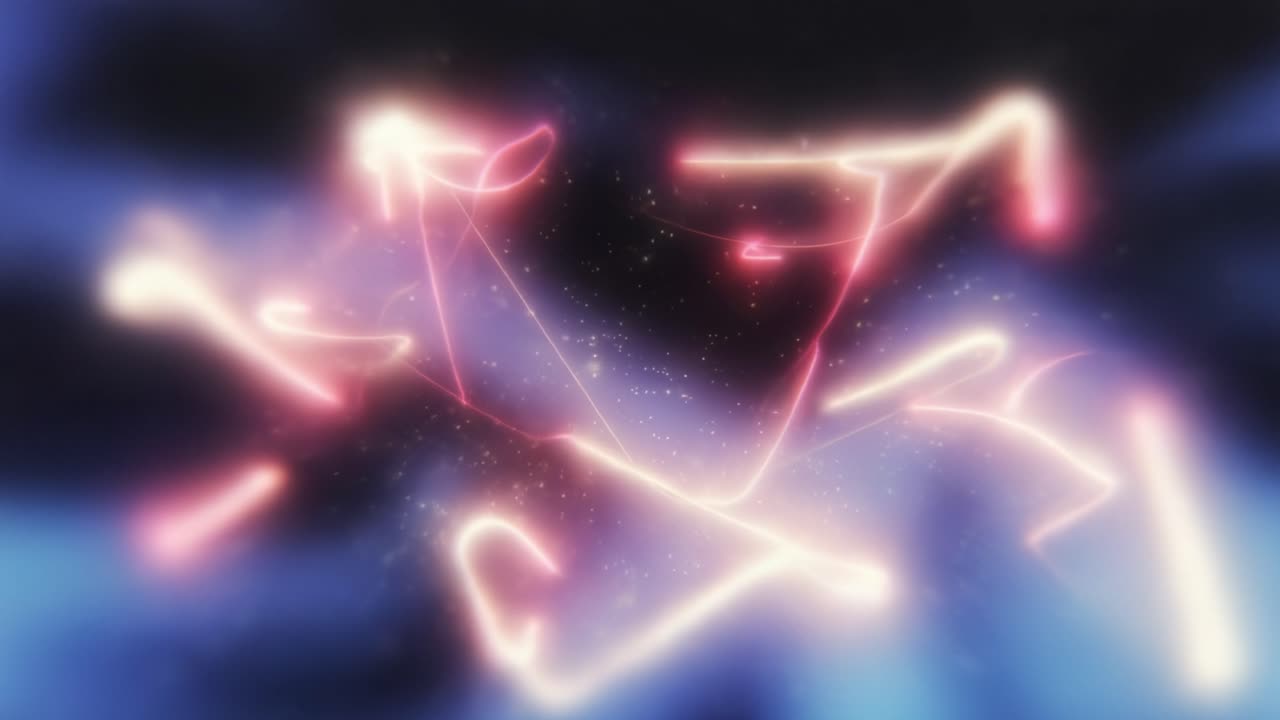 Colorful pink and blue neon energy streaks flowing and swirling in an abstract light show animation, representing futuristic technology, plasma physics, and cosmic energy in a seamless loop