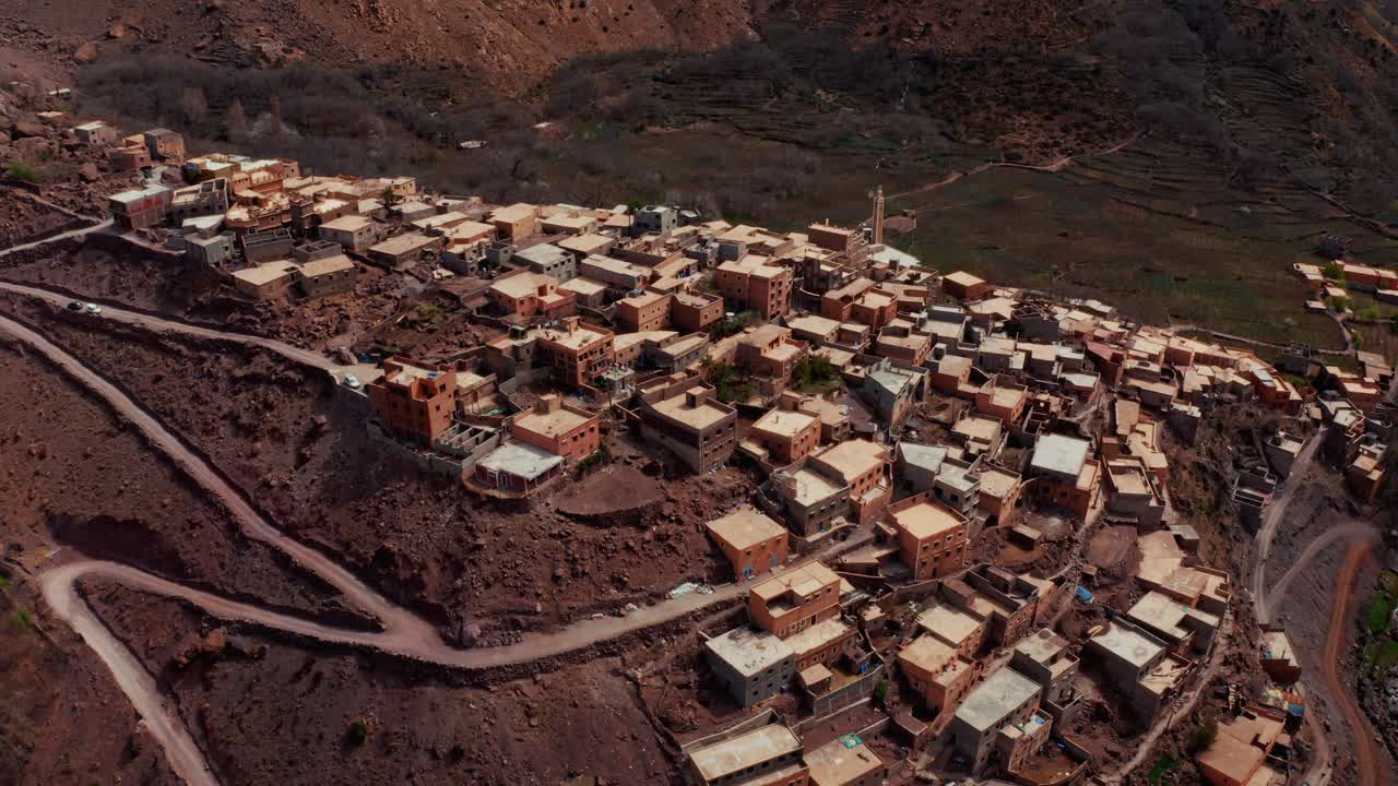 Aerial View of a Village in the Atlas Mountains of Morocco