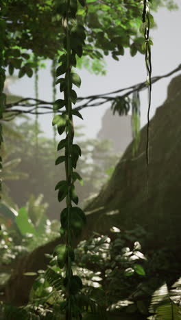 vides verdes y hojas en un exuberante bosque tropical