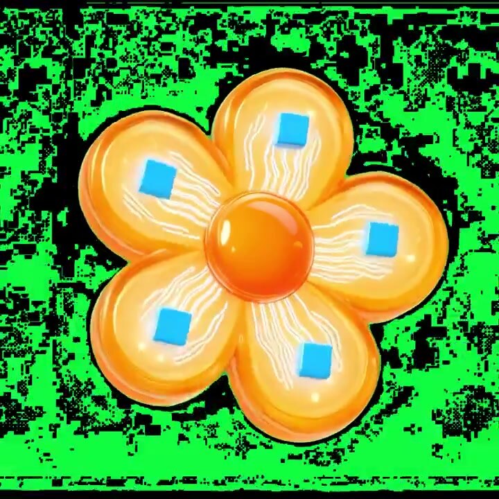 Fiore digitale animato con circuiti luminosi e microchip